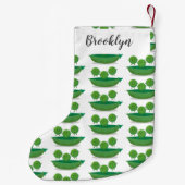 Niedliche Springererbsen in der Darstellung des Ca Kleiner Weihnachtsstrumpf (Rückseite)