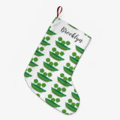 Niedliche Springererbsen in der Darstellung des Ca Kleiner Weihnachtsstrumpf (Vorderansicht (hängend))