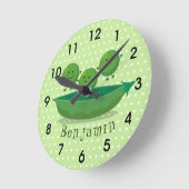 Niedliche Springererbsen in der Darstellung des Ca Runde Wanduhr (Winkel)