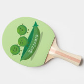 Niedliche Springererbsen in der Darstellung des Ca Tischtennis Schläger (Seitenansicht)