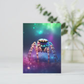 Niedliche Springspinne Lebendige Farben Postkarte (Stehend Vorderseite)
