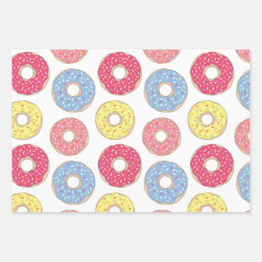Niedliche Sprinklen Donuts Geschenkpapier Set (Vorderseite)
