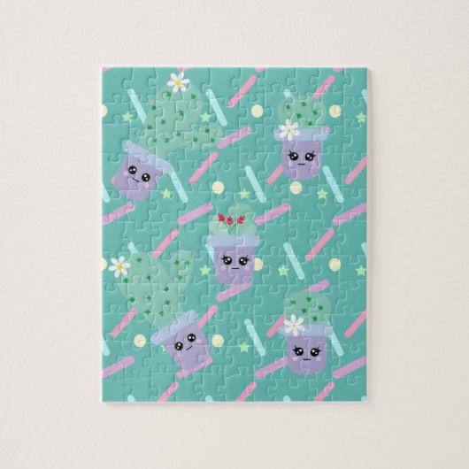 Niedliche Sprinklen und Kakteen Spaß Kinder Puzzle (Vertikal)
