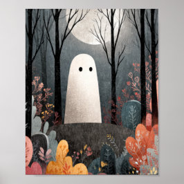 Niedliche Spuk Ghost Watercolor Halloween Art Poster