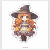 Niedliche, spukhafte Hexe Aufkleber (Blatt)