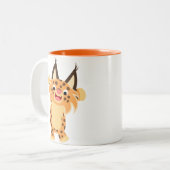 Niedliche Spunky Cartoonbobcat-Tasse Zweifarbige Tasse (Vorderseite Links)