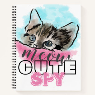 "NIEDLICHE SPY"   Funny Niedlich Kitten Pink Blue Notizblock