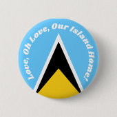 Niedliche St. Lucian Flag Blue Yellow Anthem Phras Button (Vorderseite)