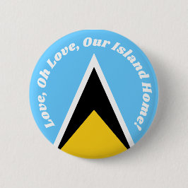 Niedliche St. Lucian Flag Blue Yellow Anthem Phras Button