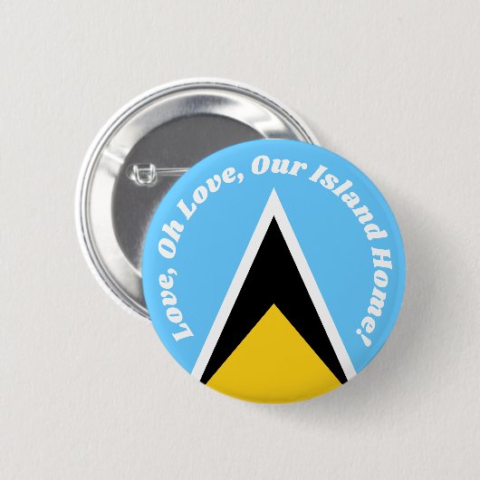 Niedliche St. Lucian Flag Blue Yellow Anthem Phras Button (Vorne & Hinten)