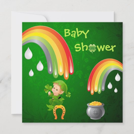 Niedliche St. Patrick's Day Babydusche Einladung (Vorderseite)