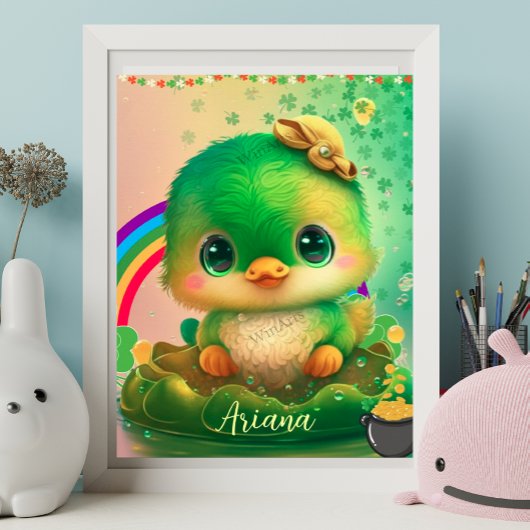 Niedliche St Patrick's Day Bird Personalisierte Ku Poster