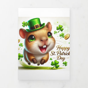 Niedliche St Patrick's Day Card mit Capybara Dreifach Gefaltete Urlaubskarte