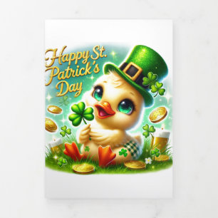 Niedliche St Patrick's Day Card mit Ente Dreifach Gefaltete Urlaubskarte
