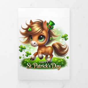 Niedliche St Patrick's Day Card mit festem Pferd Dreifach Gefaltete Urlaubskarte