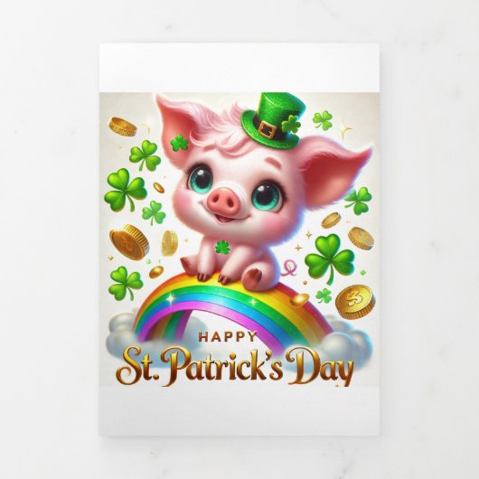 Niedliche St Patrick's Day Card mit festem Schwanz Dreifach Gefaltete Urlaubskarte (Cover)