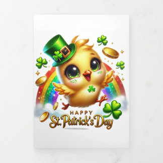 Niedliche St Patrick's Day Card mit Hühnchen Dreifach Gefaltete Urlaubskarte
