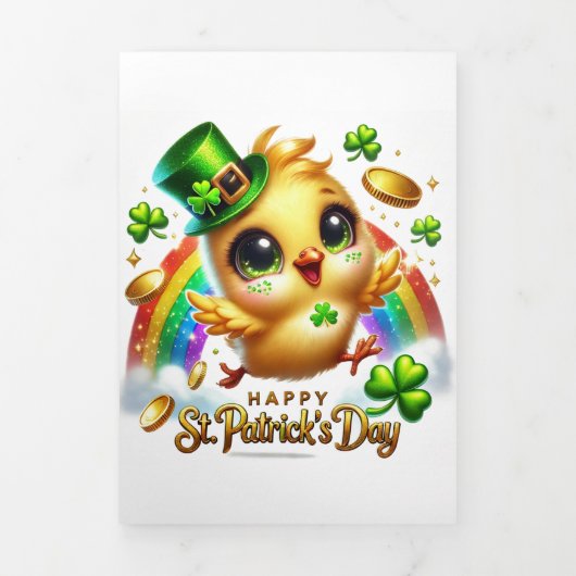 Niedliche St Patrick's Day Card mit Hühnchen Dreifach Gefaltete Urlaubskarte (Cover)