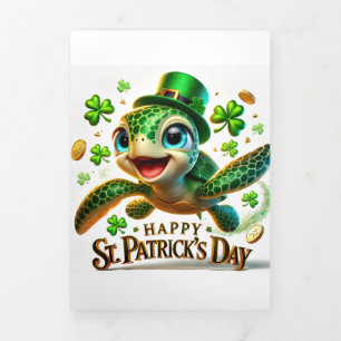 Niedliche St Patrick's Day Card mit Sea Turtle Dreifach Gefaltete Karte