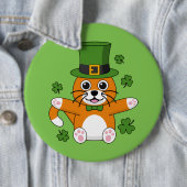 Niedliche St Patrick's Day Cat mit Kleeblättern Ca Button (Beispiel)