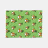 Niedliche St Patrick's Day Cat mit Kleeblättern Ca Fleecedecke (Vorderseite (Horizontal))