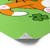 Niedliche St Patrick's Day Cat mit Kleeblättern Ca Poster (Ecke)