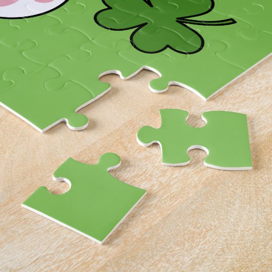 Niedliche St Patrick's Day Cat mit Kleeblättern Ca Puzzle (Seite)
