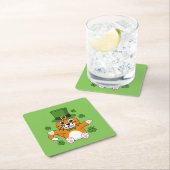 Niedliche St Patrick's Day Cat mit Kleeblättern Ca Rechteckiger Pappuntersetzer (Vor Ort)