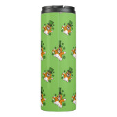 Niedliche St Patrick's Day Cat mit Kleeblättern Ca Thermosbecher (Rückseite)