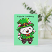 Niedliche St. Patrick's Day Cat Postkarte (Stehend Vorderseite)