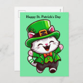 Niedliche St. Patrick's Day Cat Postkarte (Vorne/Hinten)
