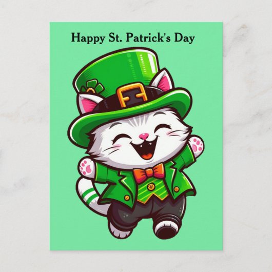 Niedliche St. Patrick's Day Cat Postkarte (Vorderseite)