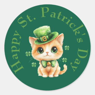 Niedliche St. Patrick's Day Cat Stickers - Kawaii