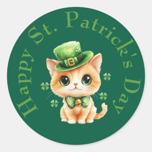 Niedliche St. Patrick's Day Cat Stickers - Kawaii (Vorderseite)