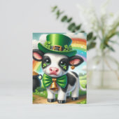 Niedliche St. Patricks Day Cow Postkarte (Stehend Vorderseite)