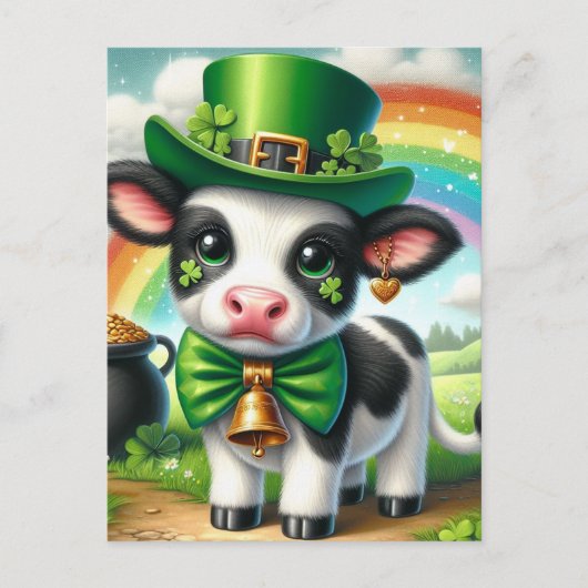 Niedliche St. Patricks Day Cow Postkarte (Vorderseite)