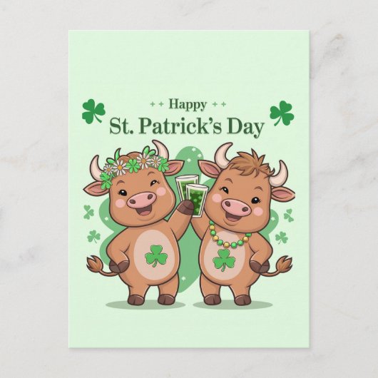 Niedliche St Patricks Day Cows Postkarte (Vorderseite)