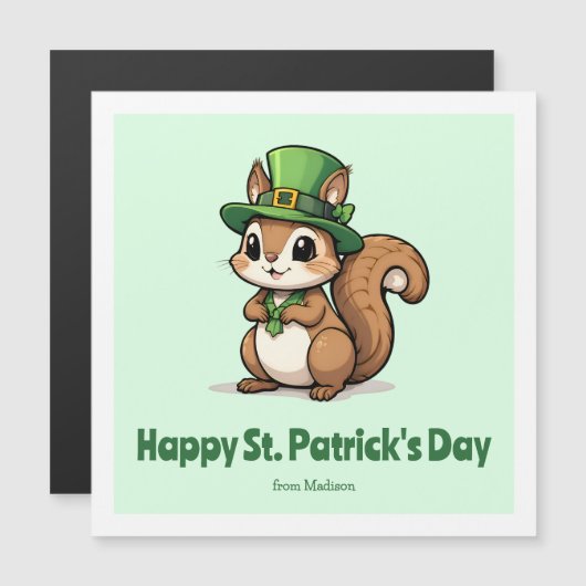 Niedliche St. Patrick's Day Eichhörnchen Magnetkar Magnetkarte (Vorne/Hinten)