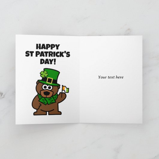 Niedliche St. Patrick's Day-Karte mit Kobelbär Karte (Innenseite)