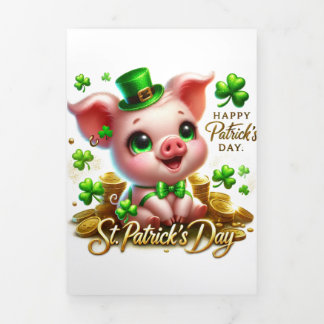 Niedliche St Patrick's Day Karte mit Schweinen