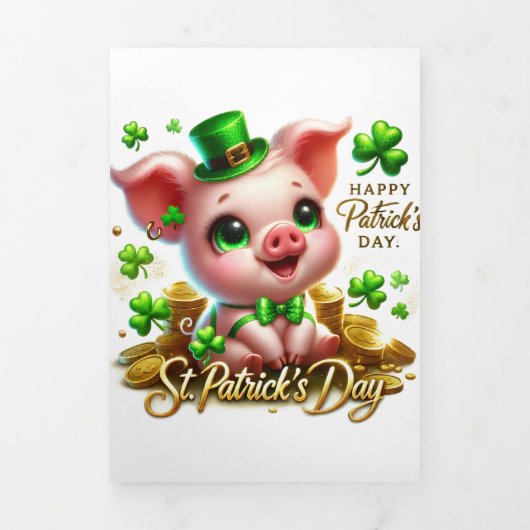 Niedliche St Patrick's Day Karte mit Schweinen (Cover)