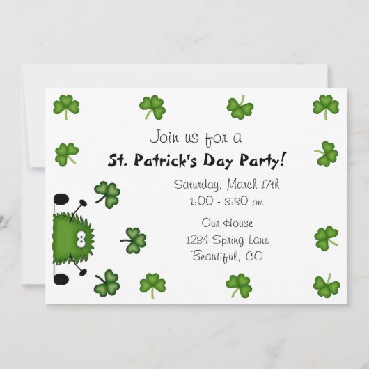 Niedliche St. Patrick's Day-Party Einladung (Vorderseite)