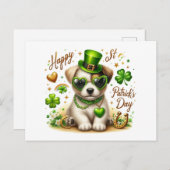 Niedliche St. Patrick's Day Welpenkarte Feiertagspostkarte (Vorne/Hinten)