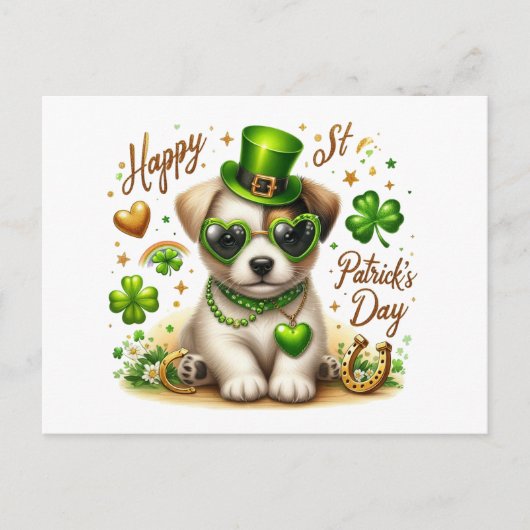 Niedliche St. Patrick's Day Welpenkarte Feiertagspostkarte (Vorderseite)