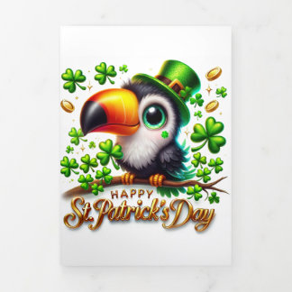 Niedliche St Patricks Tageskarte mit Toucan Dreifach Gefaltete Urlaubskarte