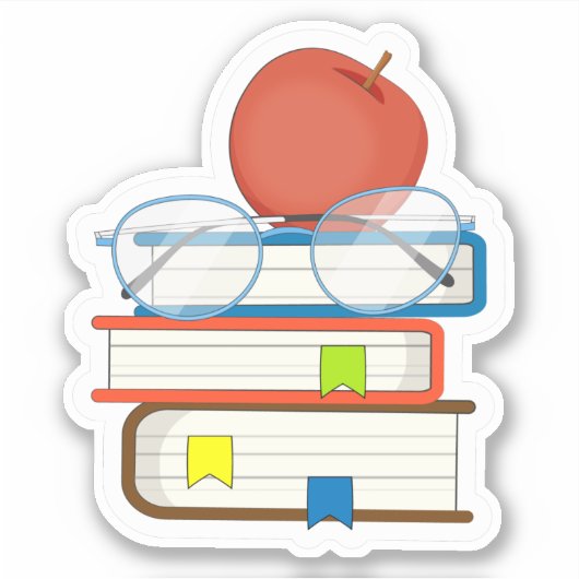 Niedliche Stack Books Apple Teacher School Aufkleber (Vorderseite)
