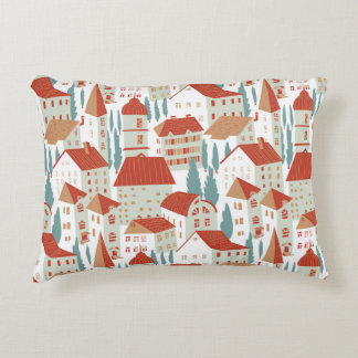 Niedliche Stadthäuser: Nahtlose Illustration Dekokissen
