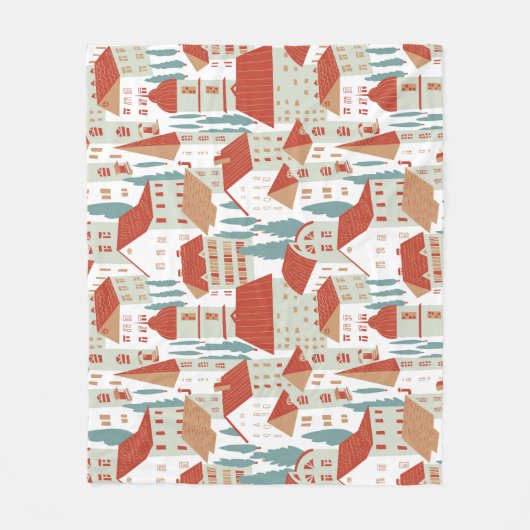Niedliche Stadthäuser: Nahtlose Illustration Fleecedecke (Vorderseite)