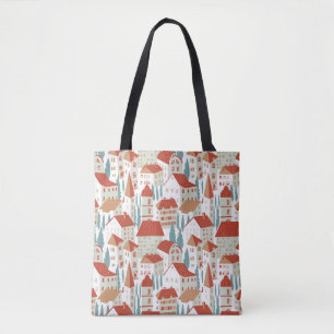 Niedliche Stadthäuser: Nahtlose Illustration Tasche