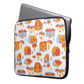 Niedliche Stadthäuser: Vintag Doodle Laptopschutzhülle (Vorderseite Links)